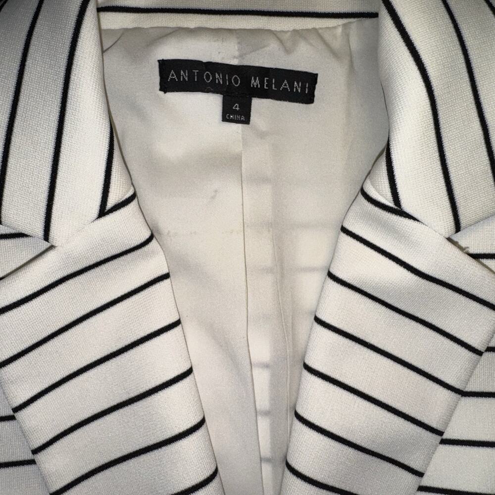 Antonio‎ Melani Suit Jacket Sz 4 White Black Dress Casual Women's Blazer - Picture 4 of 4